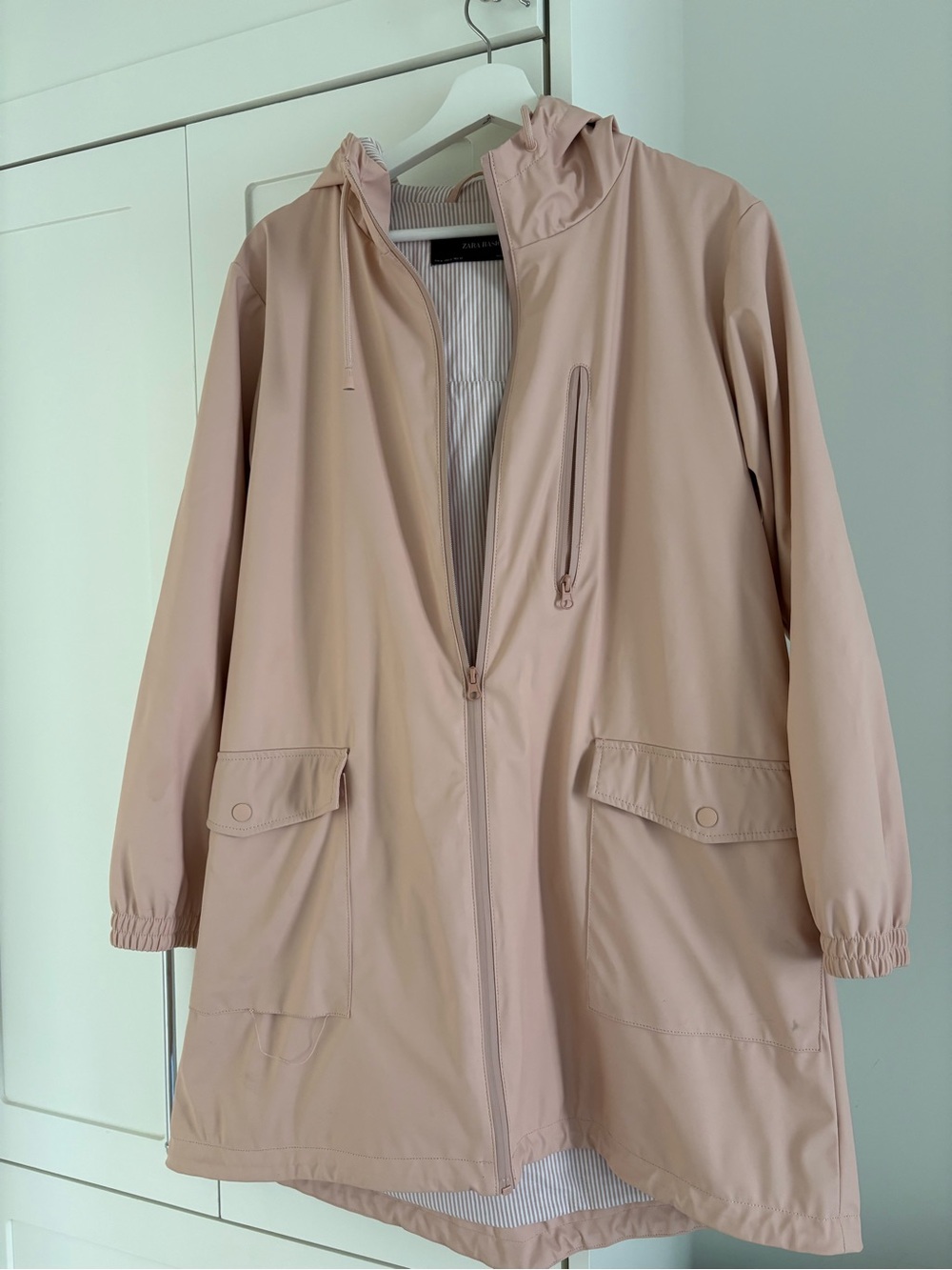 Final price ⭐️Zara Light Pink Hooded Raincoat Jacket size XL